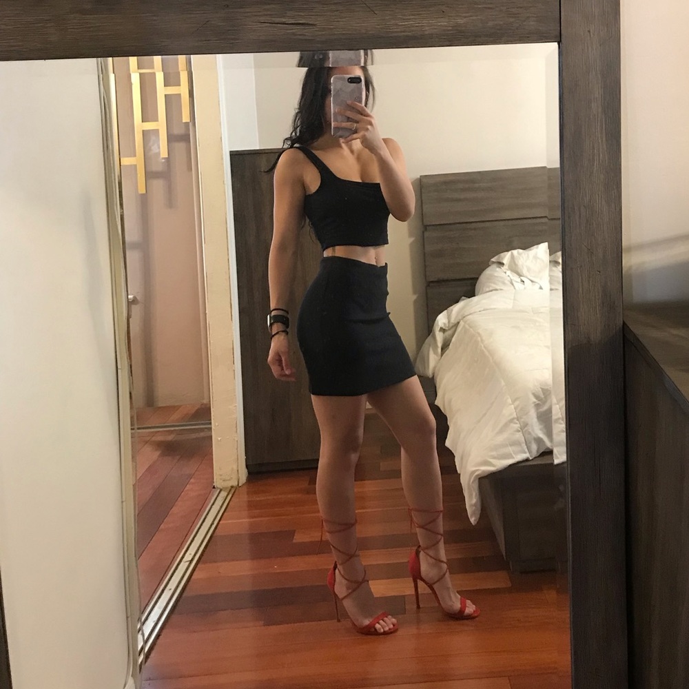 Black mini skirt